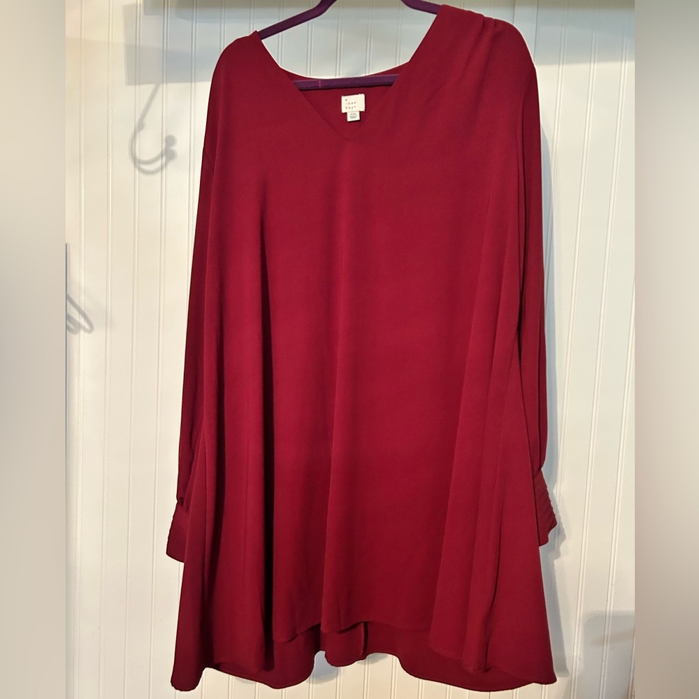 A New Day Burgundy V-Neck Dress